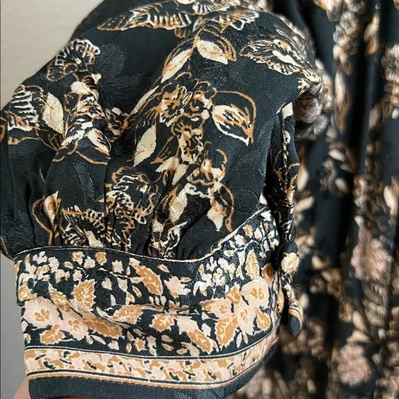 Free People Kaelin Embroidered Floral Fringe Kimono Open Jacket Size M - Picture 10 of 15